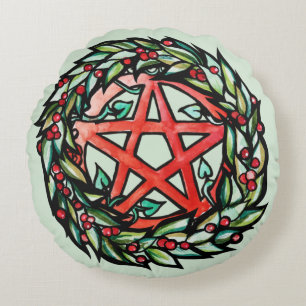 Yule Wandele Pentacle Pagan Pentagram Helgdag Rund Kudde