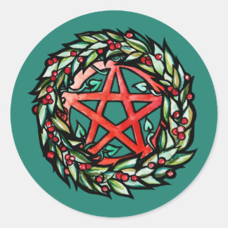 Yule Wandele Pentacle Pagan Pentagram Helgdag Runt Klistermärke
