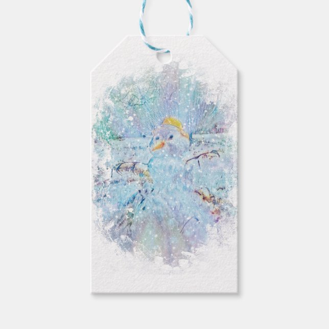 Yule Winter Snögubbe Presentetikett (Framsidan)