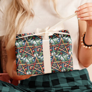 Yule Winter Solstice Greenery Wiccan Pentacle Presentpapper