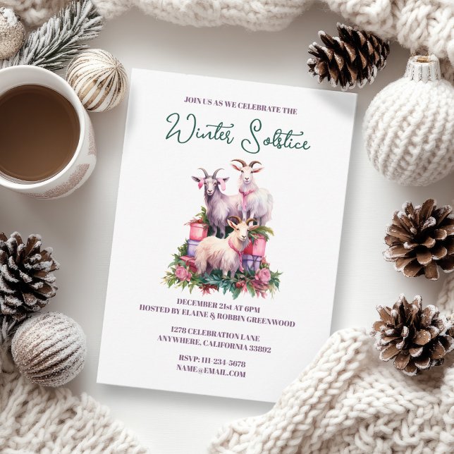 Yule Winter Solstice Helgdag Goats Pagan Wicca Inbjudningar (Yule Winter Solstice Holiday Goats Pagan Wicca Invitation)