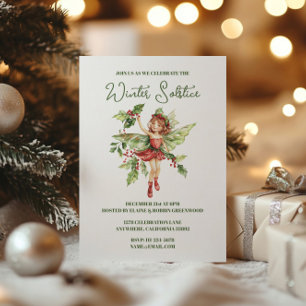 Yule Winter Solstice Holly Fairy Pagan Wicca Inbjudningar