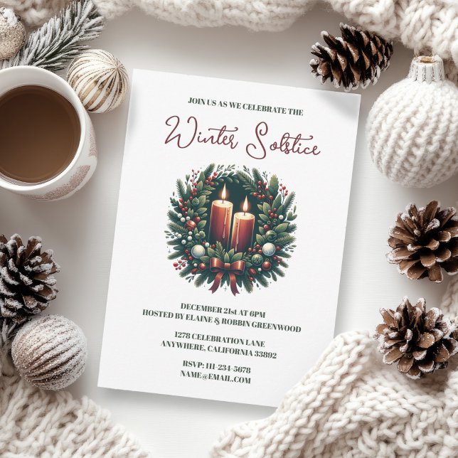 Yule Winter Solstice Holly & Greenery Wicca Inbjudningar (Yule Winter Solstice Holly & Greenery Wicca Invitation)