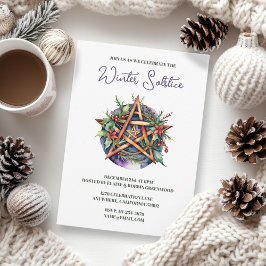 Yule Winter Solstice Holly Pentacle Pagan Wicca Inbjudningar
