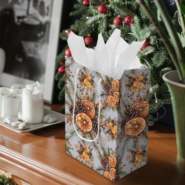 Yule Winter Solstice Natural Gräs & Orange (Yule Winter Solstice Natural Pine & Orange Medium Gift Bag)