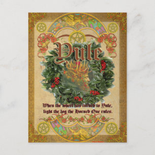 Yule Winter Solstice Pagan Fantasy Art Postcard Vykort