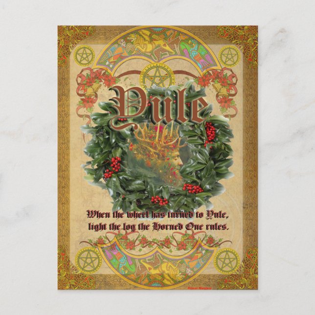 Yule Winter Solstice Pagan Fantasy Art Postcard Vykort (Framsida)