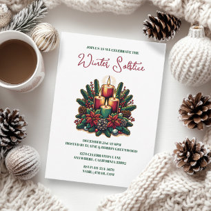Yule Winter Solstice Poinsettia & Greenery Wicca Inbjudningar
