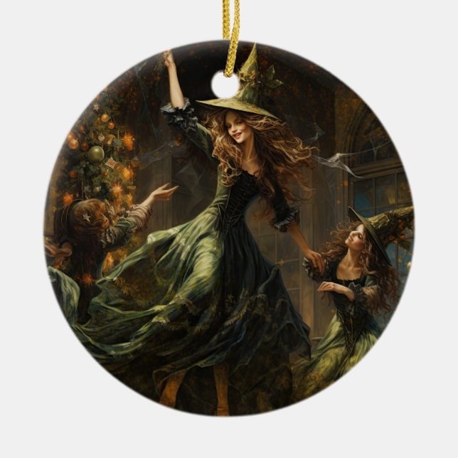 Yule Witch Jul Julgransprydnad Keramik (Framsidan)
