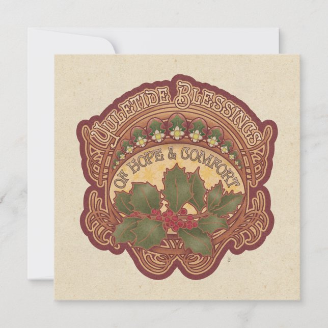 Yuletide Blessings Helgdag Card Square eller Round Julkort (Framsida)
