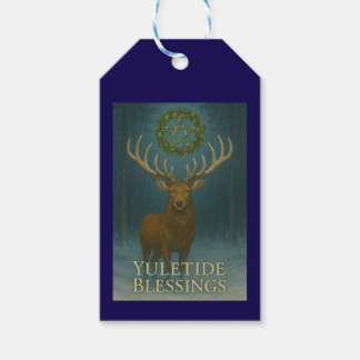 Yuletide Blessings Stag Christmas Gift Tags Presentetikett