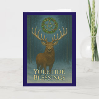 Yuletide Blessings Stag Christmas Greetings Card Kort