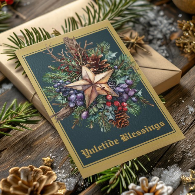 Yuletide Blessings Winter Solstice Helgdag Card Helgkort (Skapare uppladdad)