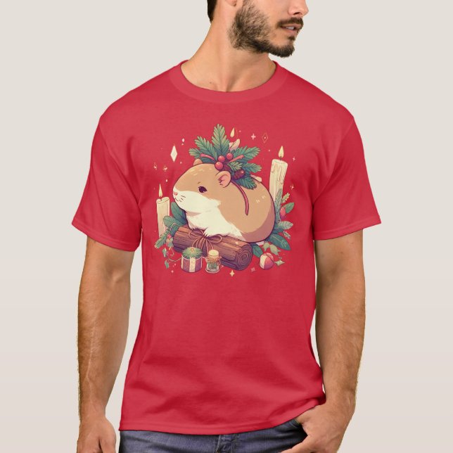 Yuletide Capybara, Helgdag Capy in Holly T Shirt (Framsida)
