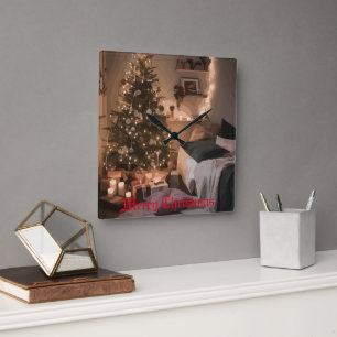 Yuletide Charm Fyrkantig Klocka