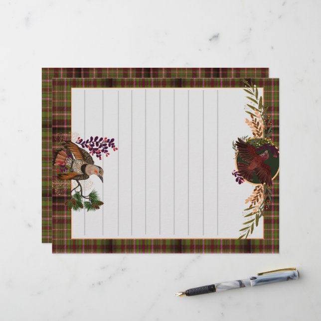 Yuletide Hälsning Northern Flicker Brevhuvud (Fram/Back In Situ)