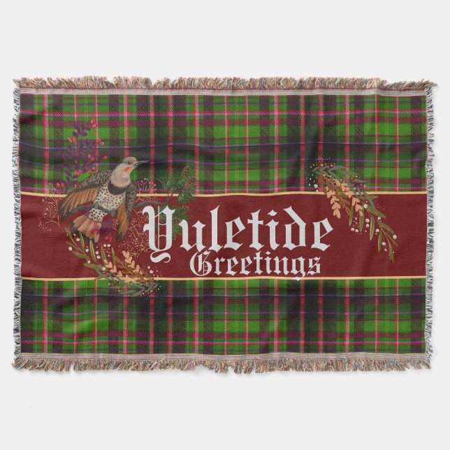 Yuletide Hälsning Northern Flicker Filt (Framsidan)