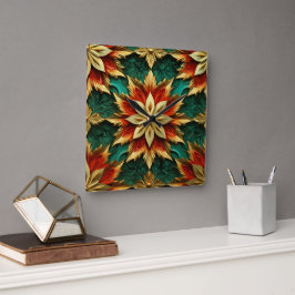 Yuletide Opulence: Guldtrådar jul Fyrkantig Klocka