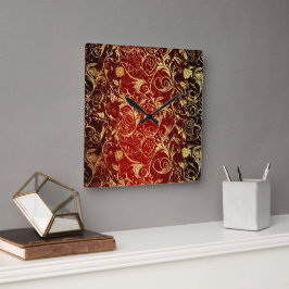 Yuletide Opulence: Guldtrådar jul Fyrkantig Klocka