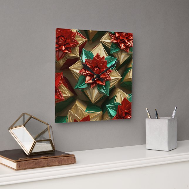 Yuletide Opulence: Guldtrådar jul Fyrkantig Klocka (Kontor)