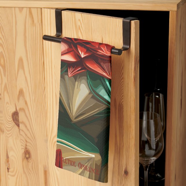 Yuletide Opulence: Guldtrådar jul Kökshandduk (Thirds Fold)