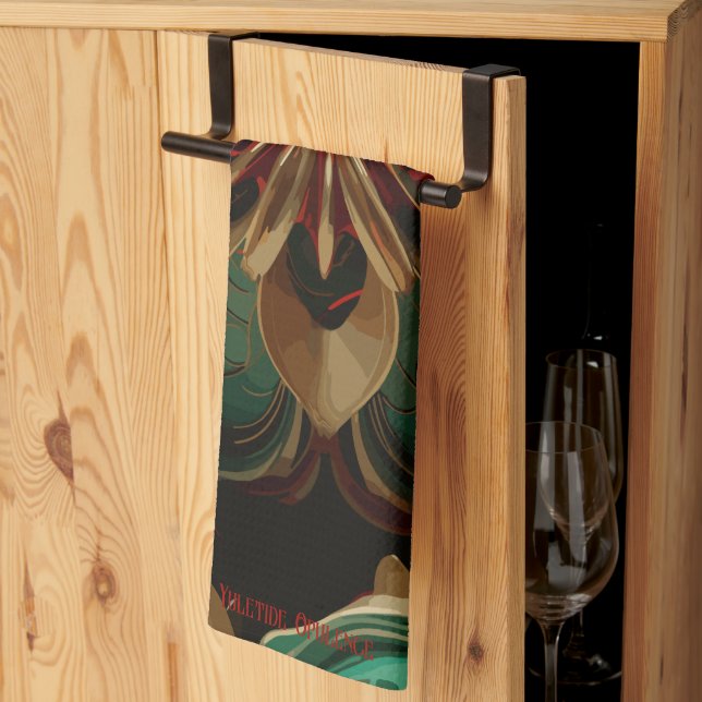 Yuletide Opulence: Guldtrådar jul Kökshandduk (Thirds Fold)