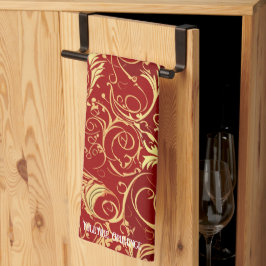 Yuletide Opulence: Guldtrådar jul Kökshandduk