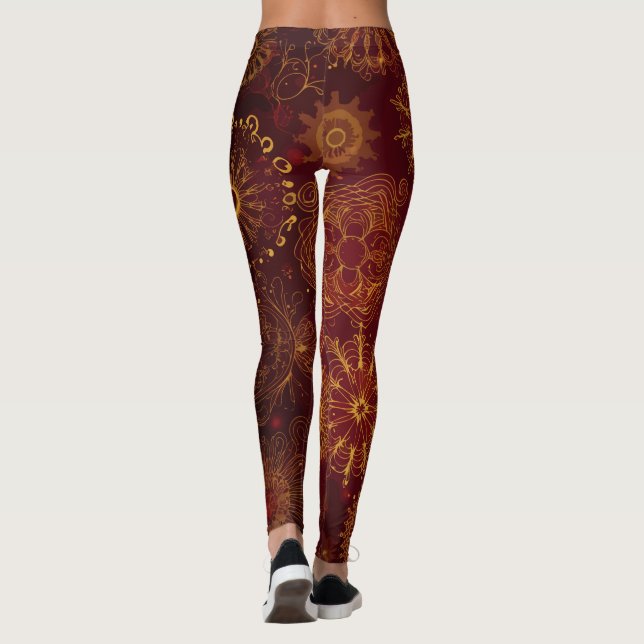 Yuletide Opulence: Guldtrådar jul Leggings (Baksida)