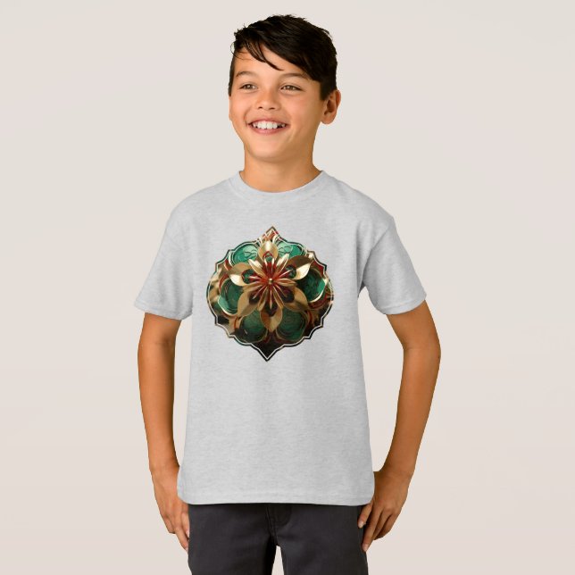 Yuletide Opulence: Guldtrådar jul T Shirt (Hel framsida)