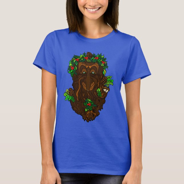 Yuletide Pagan Wicca Greenman T-Shirt (Framsida)