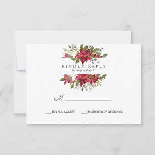Yuletide Poinsettia jul Bröllop Response OSA Kort
