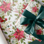 Yuletide | Poinsettibär christmas festive Presentpapper<br><div class="desc">Klassisk julafton och helgdagar som är pappra med en elegant som illustrerar löv av potatis,  bär och grönt.</div>