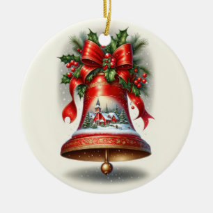 Yuletide Sång Bell Julgransprydnad Keramik