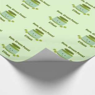Yum grönt slående in papper för ärtor   presentpapper