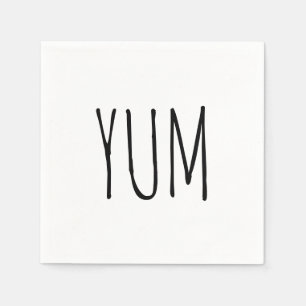 YUM-text vid vitt Pappersservett
