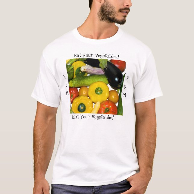 Yum Yum äta dina grönsaker! T Shirt (Framsida)