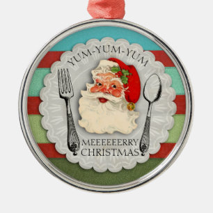 Yum yum yum Santa fork spoon Julprydnadsföremål Julgransprydnad Metall