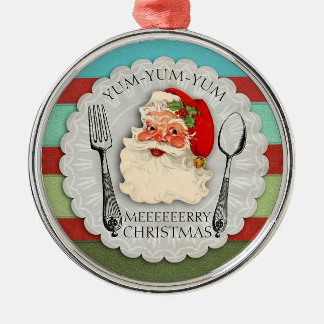 Yum yum yum Santa fork spoon Julprydnadsföremål Julgransprydnad Metall (Framsidan)
