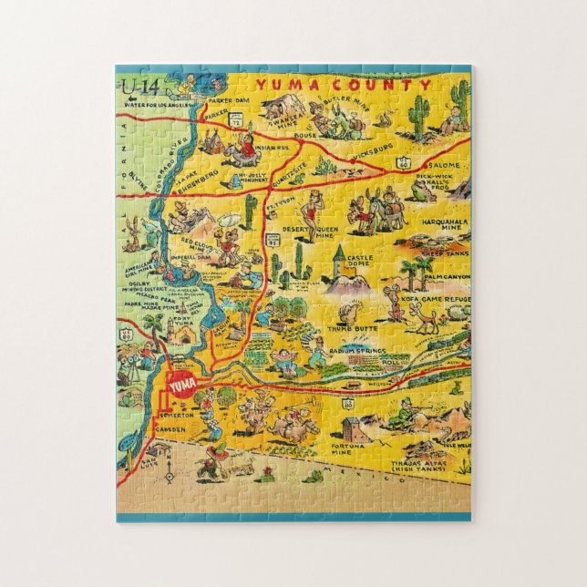 Yuma Arizona 11x14 Map Jigsaw Puzzle Pussel (Vertikal)