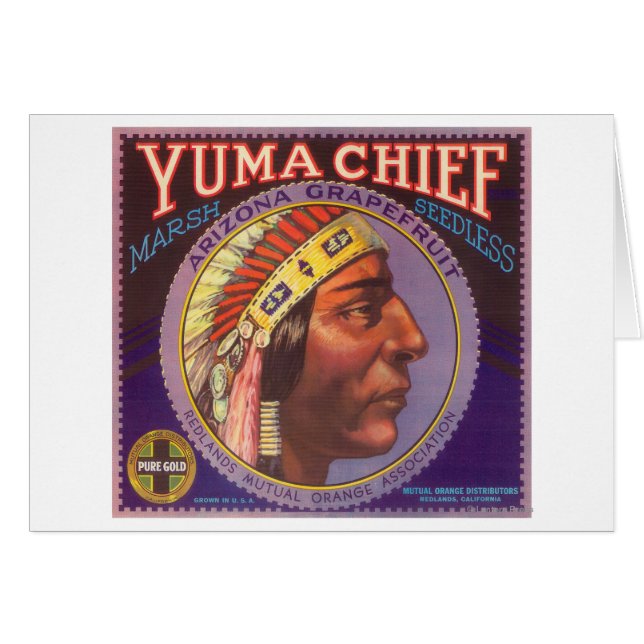 Yuma Chief Orange LabelRedlands, CA Hälsningskort (Framsidan Horizontal)