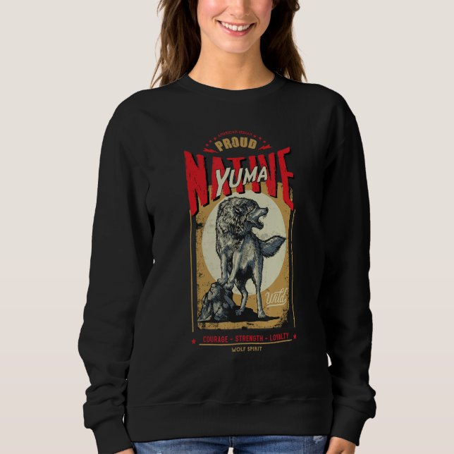 Yuma Native American Indian Born Wolf Spirit Retro T Shirt (Framsida)