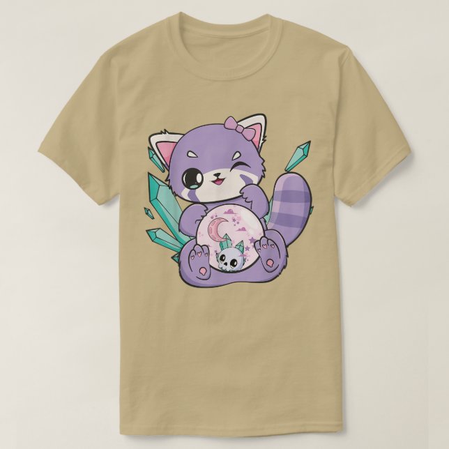 Yume Kawaii Red Panda Glass Sphere Fairy Kei Haraj T Shirt (Design framsida)