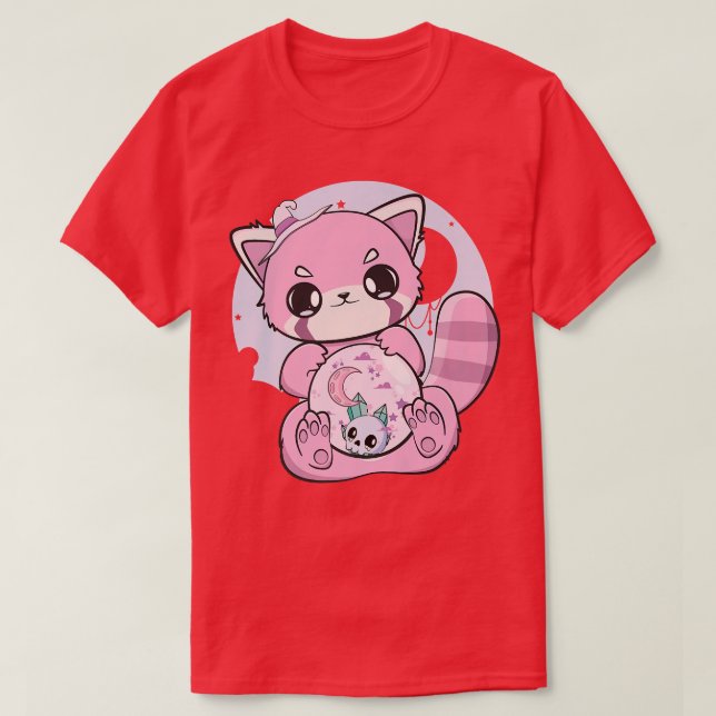 Yume Kawaii Red Panda Glass Sphere Fairy Kei Haraj T Shirt (Design framsida)