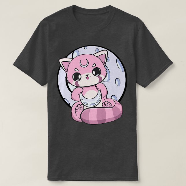 Yume Kawaii Red Panda Måne Fairy Kei Harajuku Nugo T Shirt (Design framsida)