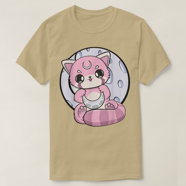 Yume Kawaii Red Panda Måne Fairy Kei Harajuku Nugo T Shirt (Design framsida)