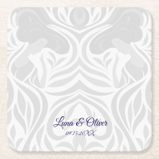 Yumeji Hirado Woman Art Coaster Underlägg Papper Kvadrat (Framsidan)