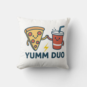 Yumm Duo Pizza och Soda Cute Tecknad Kudde