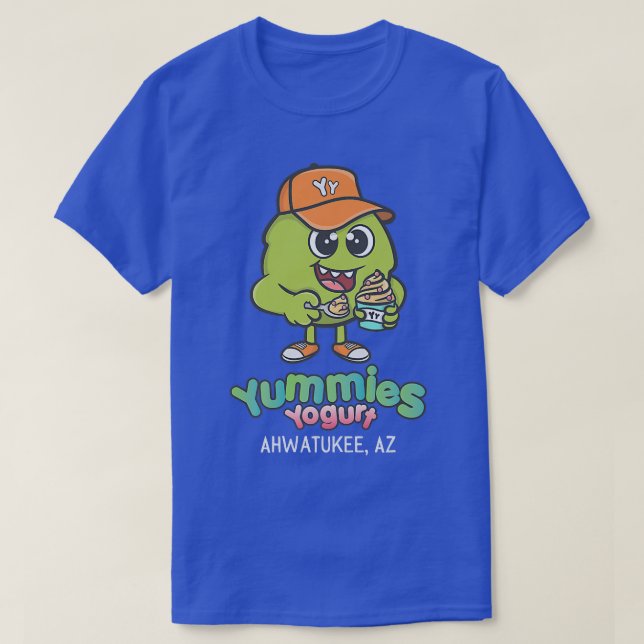 Yummies Yogurt-fryst yoghurt, boba teas-mörk färg T Shirt (Design framsida)