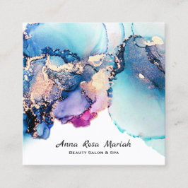 *~* Yummy Abstrakt Turcos Guld Gilded Teal AP29 Fyrkantigt Visitkort