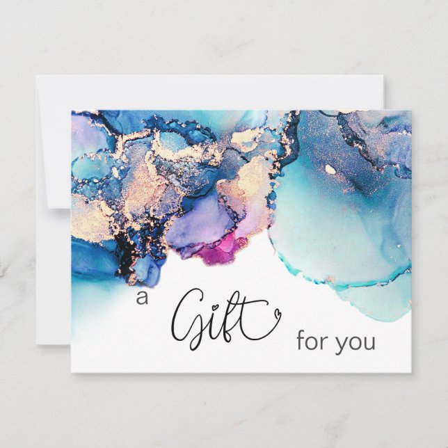 *~* Yummy AP29-Abstraktens turkos Teal . Fet Guld (Framsida)